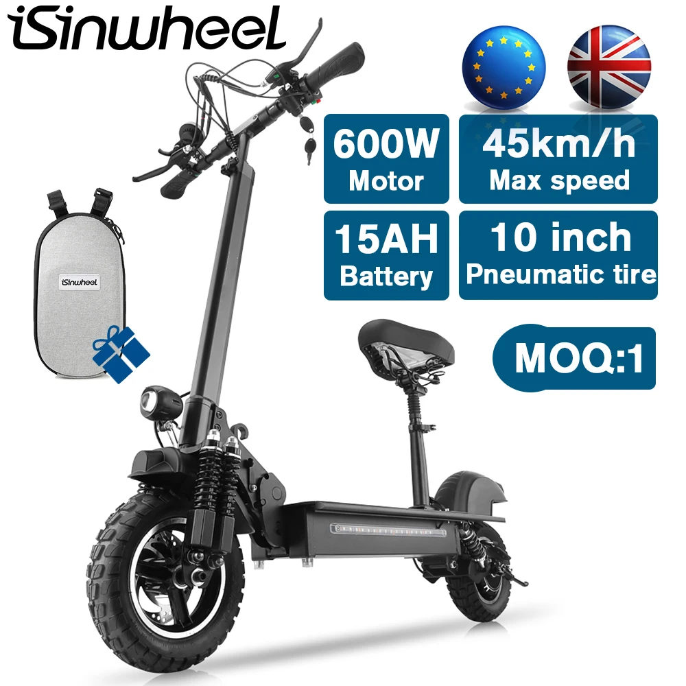 

iSinwheel 600W IP64 15AH portable electric scooter 45km/h electric kick scooter EU UK 10 inch electric scooters