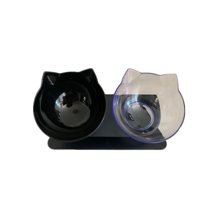 

New Design Pet Feeder Cat Face Shape Feeder Bowl Puppy Cute Dish Double Plastic Bowl