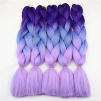 

Wholesale 3x box braid pre twisted synthetic hair extensions 48inch three tone ombre color crochet hair for african women