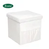 Reatai hot sale white faux fur foldable storage bedroom bench stool