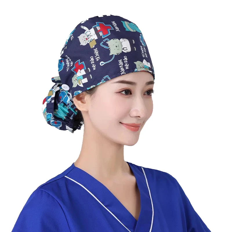 

Laboratory staff work cap scrubs caps ponytail hat, Solid dyed&printed