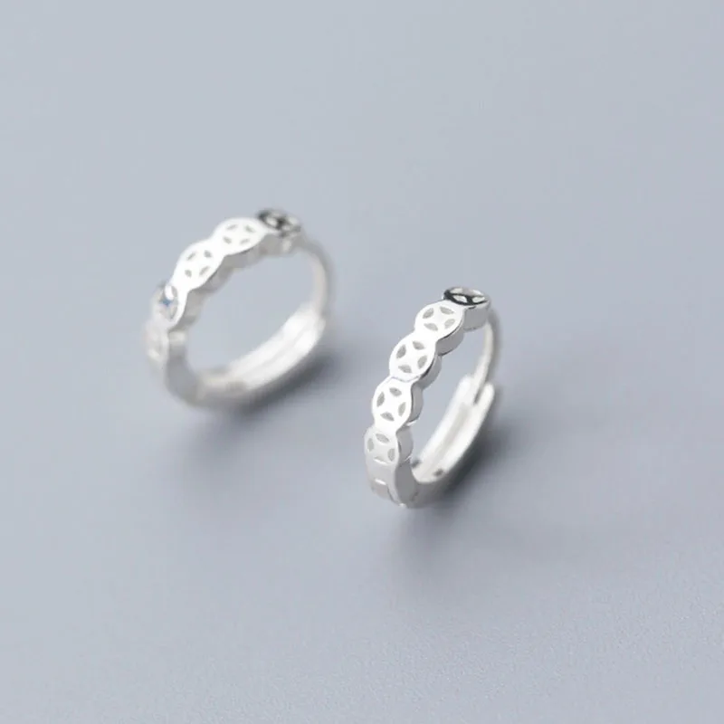 

jewellery 925 sterling silver delicate hollow huggie earrings women daily wear