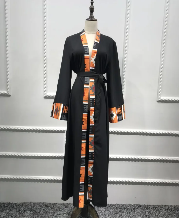 

Muslim Print Abaya Kimono Hijab Dress Arab Dubai African Women Pakistan Caftan Marocain Caftan Caftan Qatar Islamic Dress, As shown