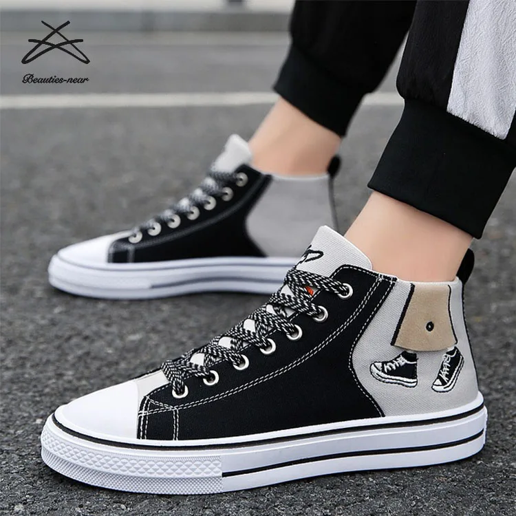 

RTS High top oldish ankle lace up men canvas shoes man shoes, Grey,orange,beige