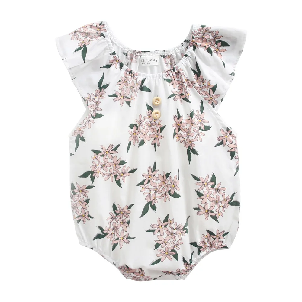 

New style pure cotton baby crawling suit newborn flower pattern clothing, 1 color
