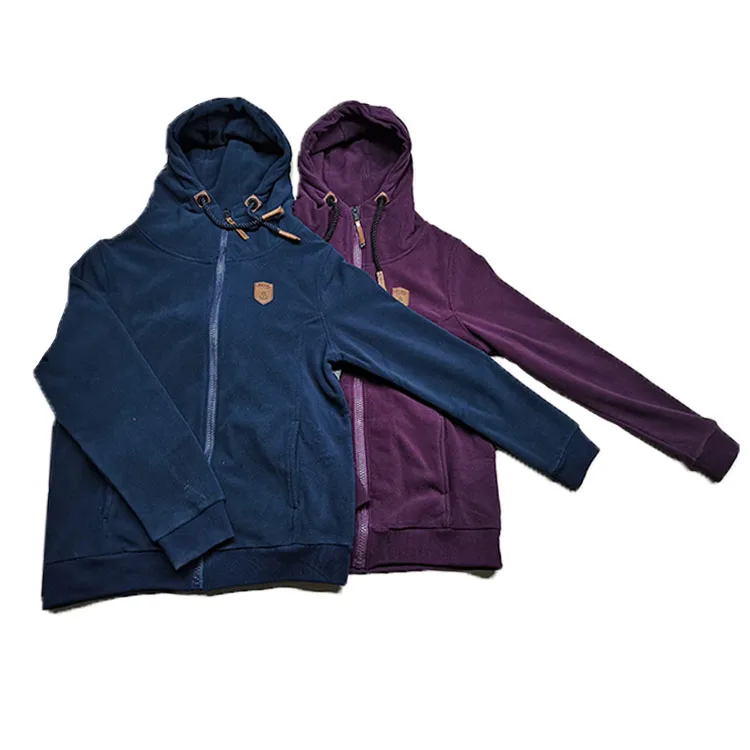

Hot sale in stock Two color choose Windproof Zipper-up Solid flannel hoodies for men winter wear