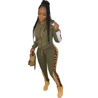 

Summer Jumpsuits For Women Tracksuit Casual Sexy Leopard Top Long Pants Suit 2 Two Pieces Set C12835