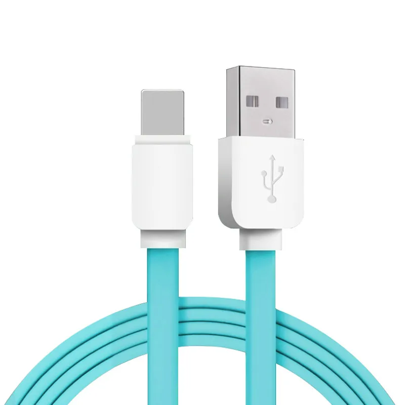 

TPE flat USB Cable for iphone X XR 7 Fast Charging Sync Data USB Cable Phone Charger Cord, Blue