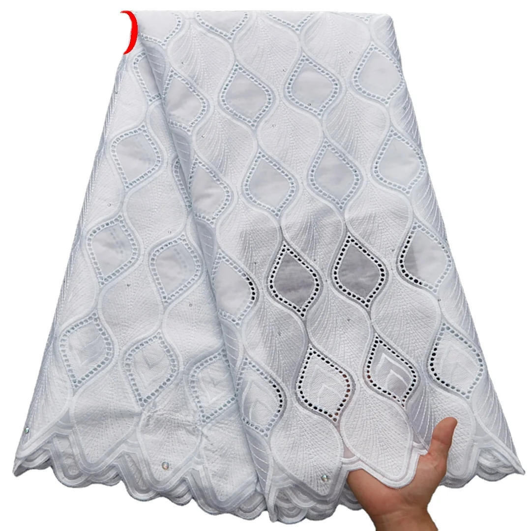 

High Quality Soft African Dry Lace Fabric Punch Holes Cotton Dubai Style Original Swiss Voile Lace In Switzerland 2609