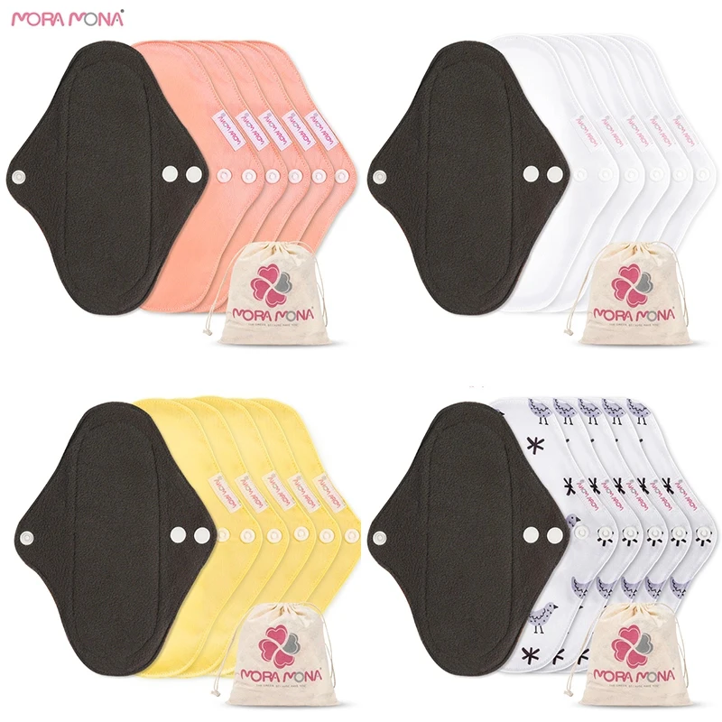 

Moramona carfree bamboo Cloth Menstrual Pads Heavy Flow Overnight Reusable Sanitary Pads for women, Customized printing