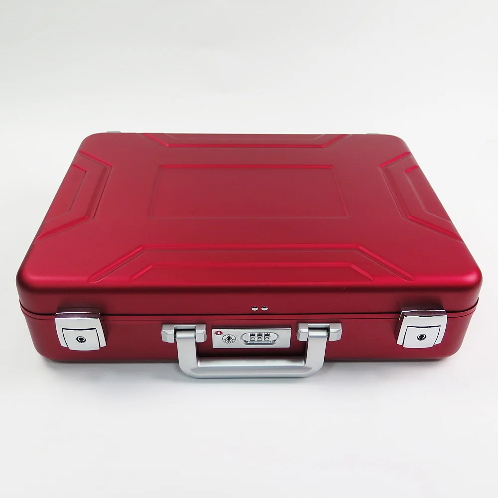 

factory direct sale chinese attache safe notebook laptop hard sample custom full aluminum briefcase slim hardshell suitcase, Red