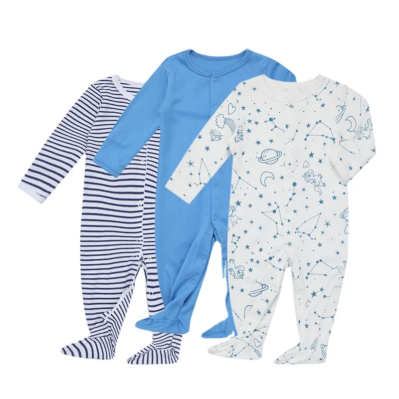 

COLORLAND Long sleeve Sleepsuit fold Over Mitts Cotton Footed sleepwear Sleep and Play