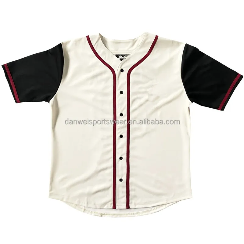 

plain cream color short sleeve customized team wear mens baseball jersey