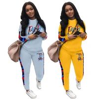 

Women's 2019 Style Winter Sportwear Tracksuit printed Letter 2 Piece SETS Clothes jogging Suits