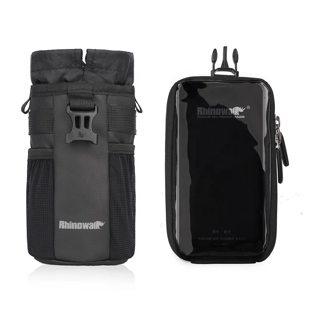 

Rhinowalk Bike Seam Bag & Phone Pouch Set Bicycle Handlebar Drink Bottle Holder Pouch Pack, Black
