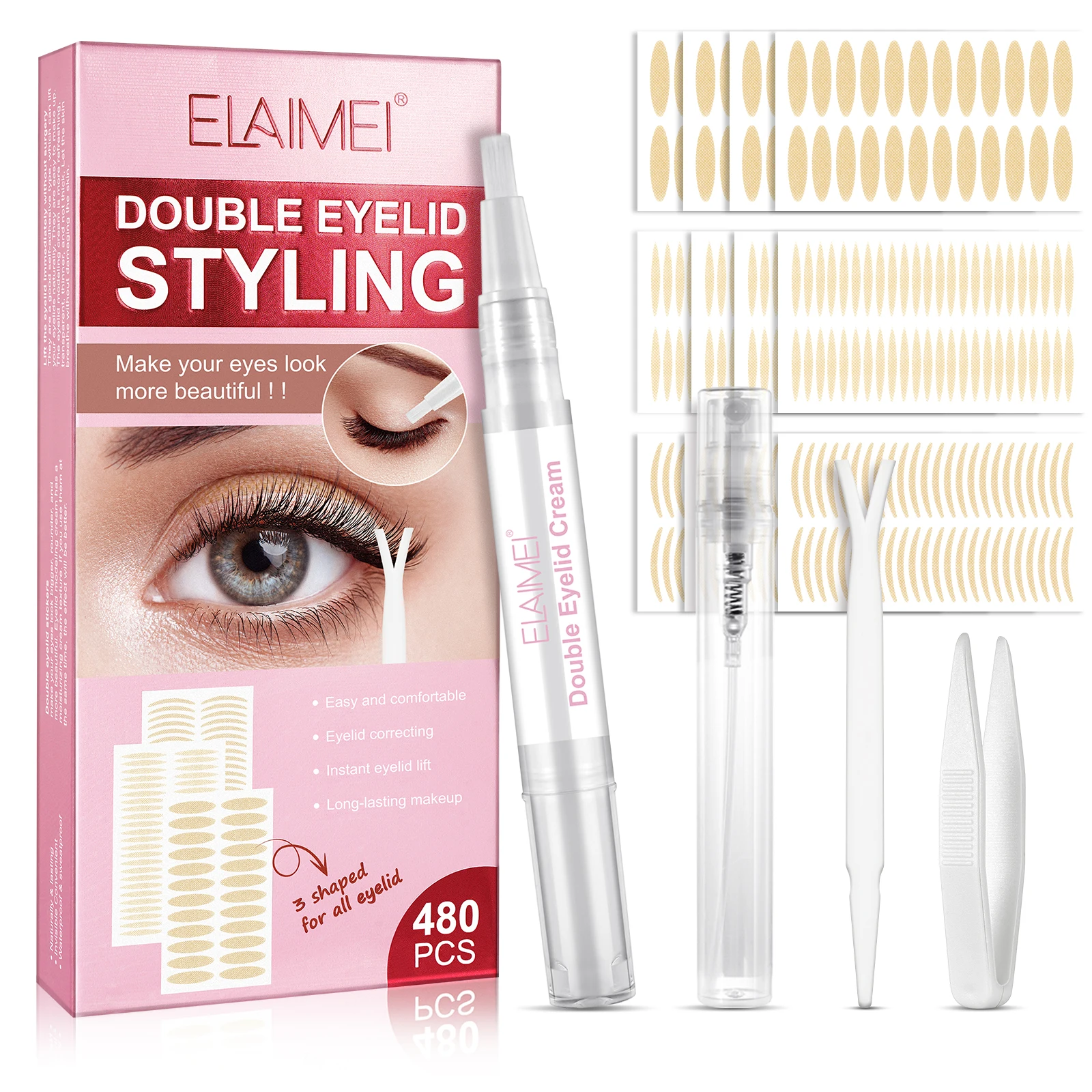 

Invisible Eyelid Lifter Strips Kit Instantly Enlarge Eyes Double Eyelid Tape Waterproof Double Eyelid Stickers with Styling Glue