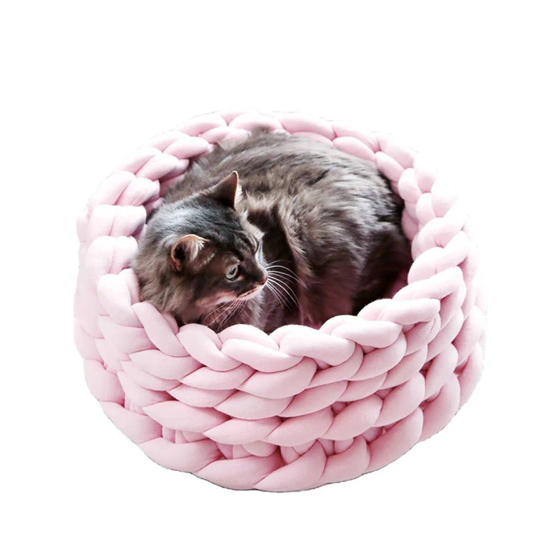 

Pet Supplies Foldable Chunky Braid Knit Crochet Handmade Pet House Hideout Perch Cave Pet Bed For Cat Dog, Picture