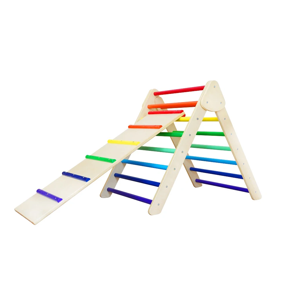 

Factory hot sale climbing wooden pikler frame and slide & ramp for children, Na