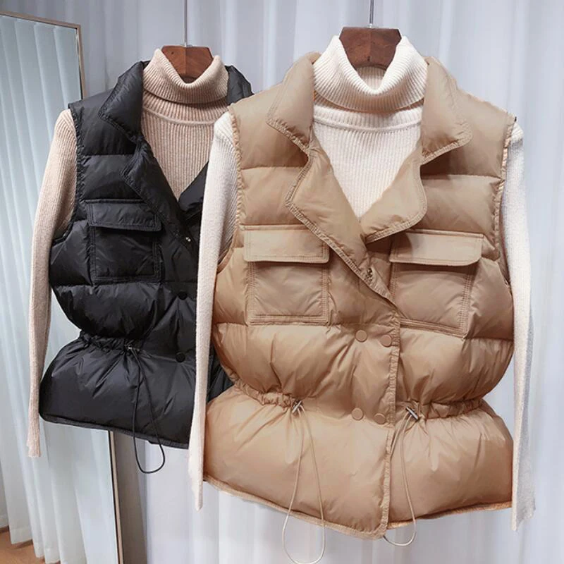 

Ultra Light Down Vest Women Short Bodywarmer Vest Windproof Lightweight Coat Female White Duck Down jacket Sleeveless Outwear