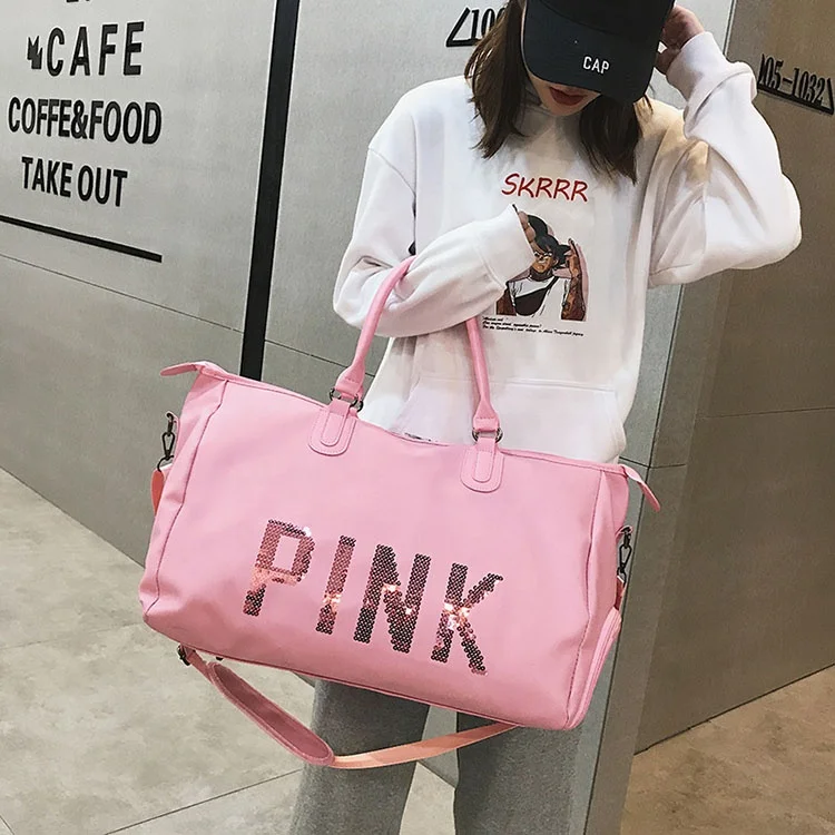 

EASETRIP 2020 Newest Fashion Travel Pouch Pink Sports Bag Luggage Packing Hand Bag With Shoe Department, Black,red,pink ,rose red
