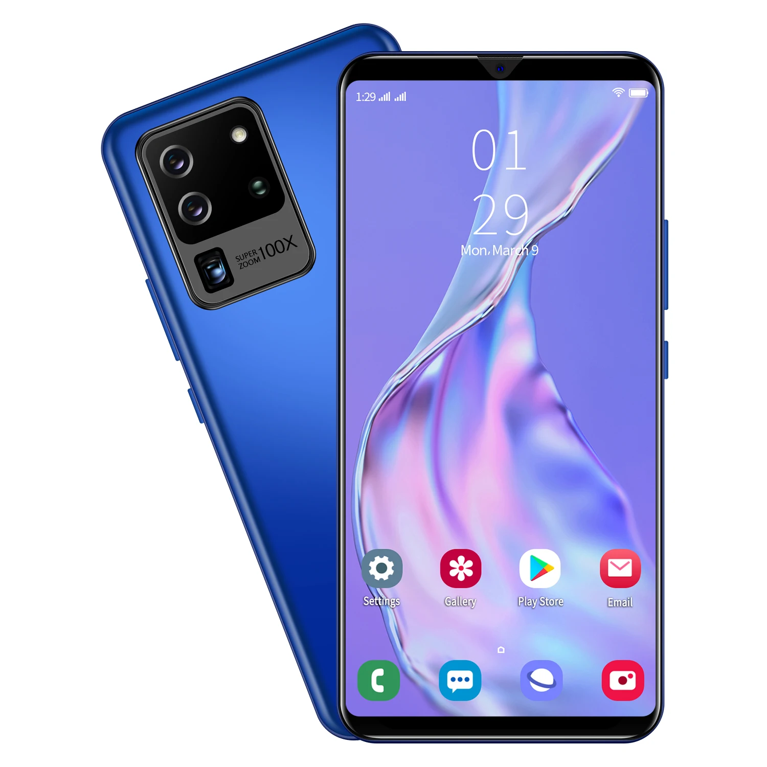 

New Big Screen 4G Android Smart Phone 6.5Inch 8GB+256GB Custom Mobile Phones S20U Smartphone, Black,gray ,blue