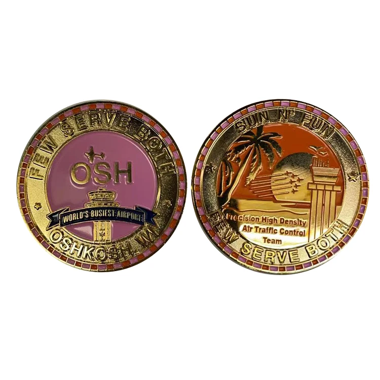 

Custom Logo Brass Metal Round Gold Souvenir Enamel Cheap Challenge Coins, Custom color