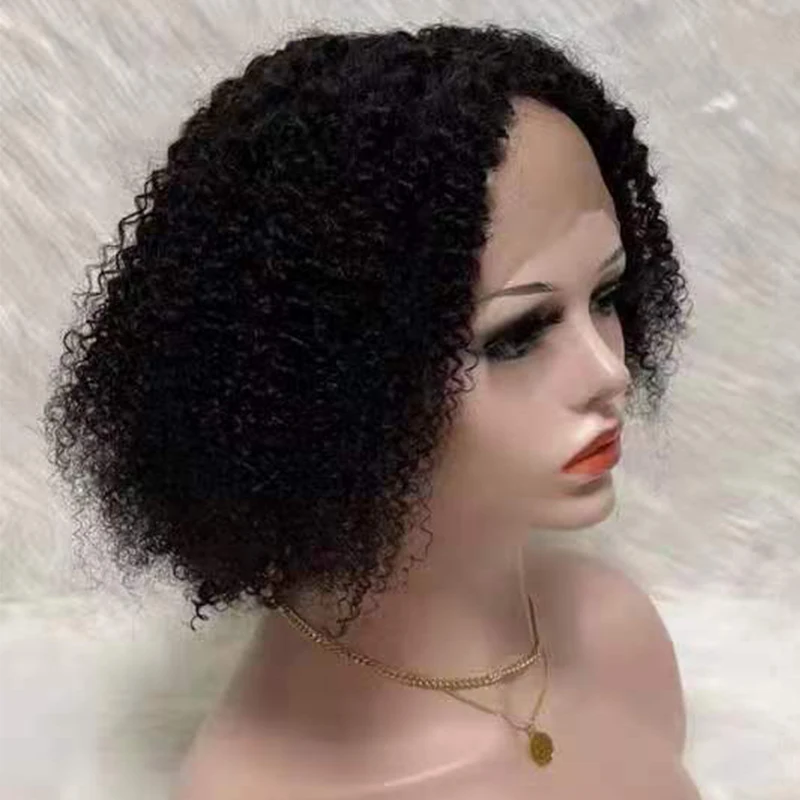 

LetsFly Wholesale Vendors Kinky Curly Machine Made T Part Short Cut Wigs Brazilian curly hair weave Wig For Women