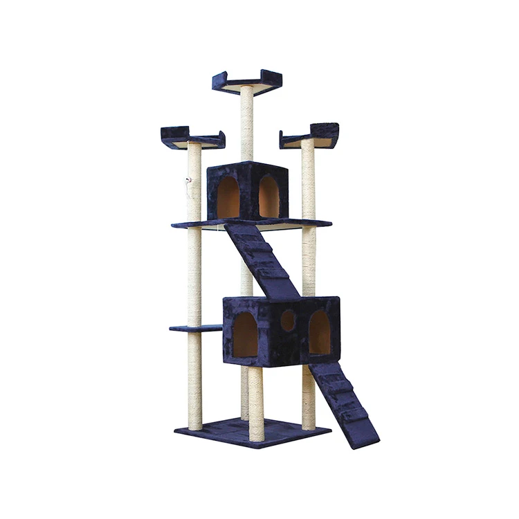 

wholesale big wooden scratcher tower cat tree house pet toys eco-friendly wood cat tree condo tower, Picture