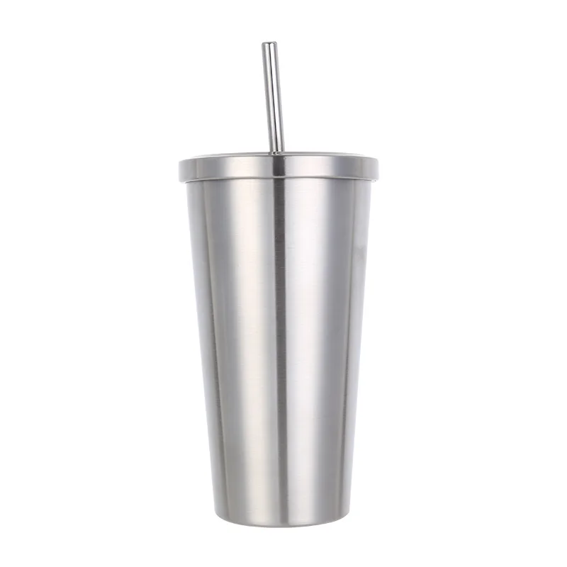 

Creative Stainless Steel Insulation Cup Vacuum 500ml Coffee Straw Cup Outdoor Juice Milk Tea Cup, Customized color acceptable