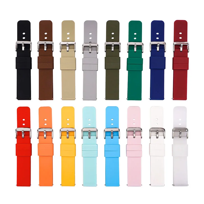 

18mm 20mm 22mm Switch Ear 16 Colors Watchband Quick Release Silicone Waterproof Smart Wrist Watch Bands Rubber Watch Strap