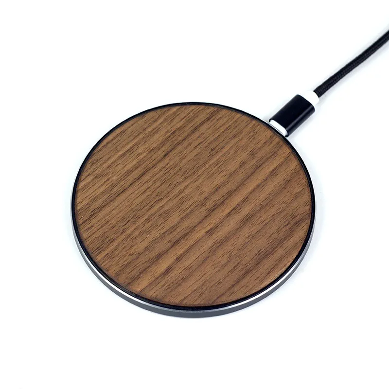 

PU wood and zinc alloy smoothness bottom 10W epp wireless charger support QC3.0 fast charging, 4 colors
