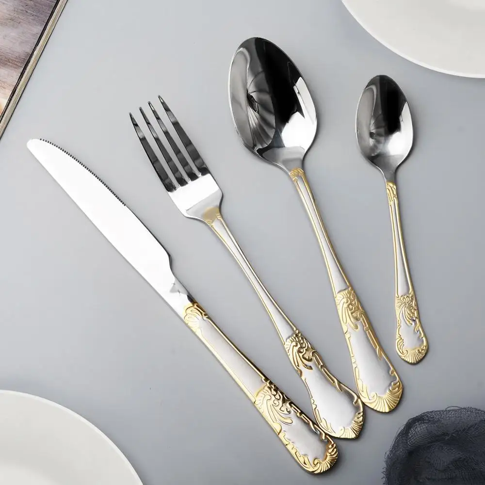 
Gold Flatware High Quality Mirror Polish Stainless Steel Cutlery Set 