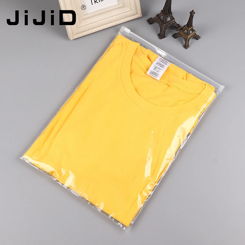 

JiJiD wholesale tshirt bags Custom Logo plastic seal bags for tshirt Transparent Zipper Bags