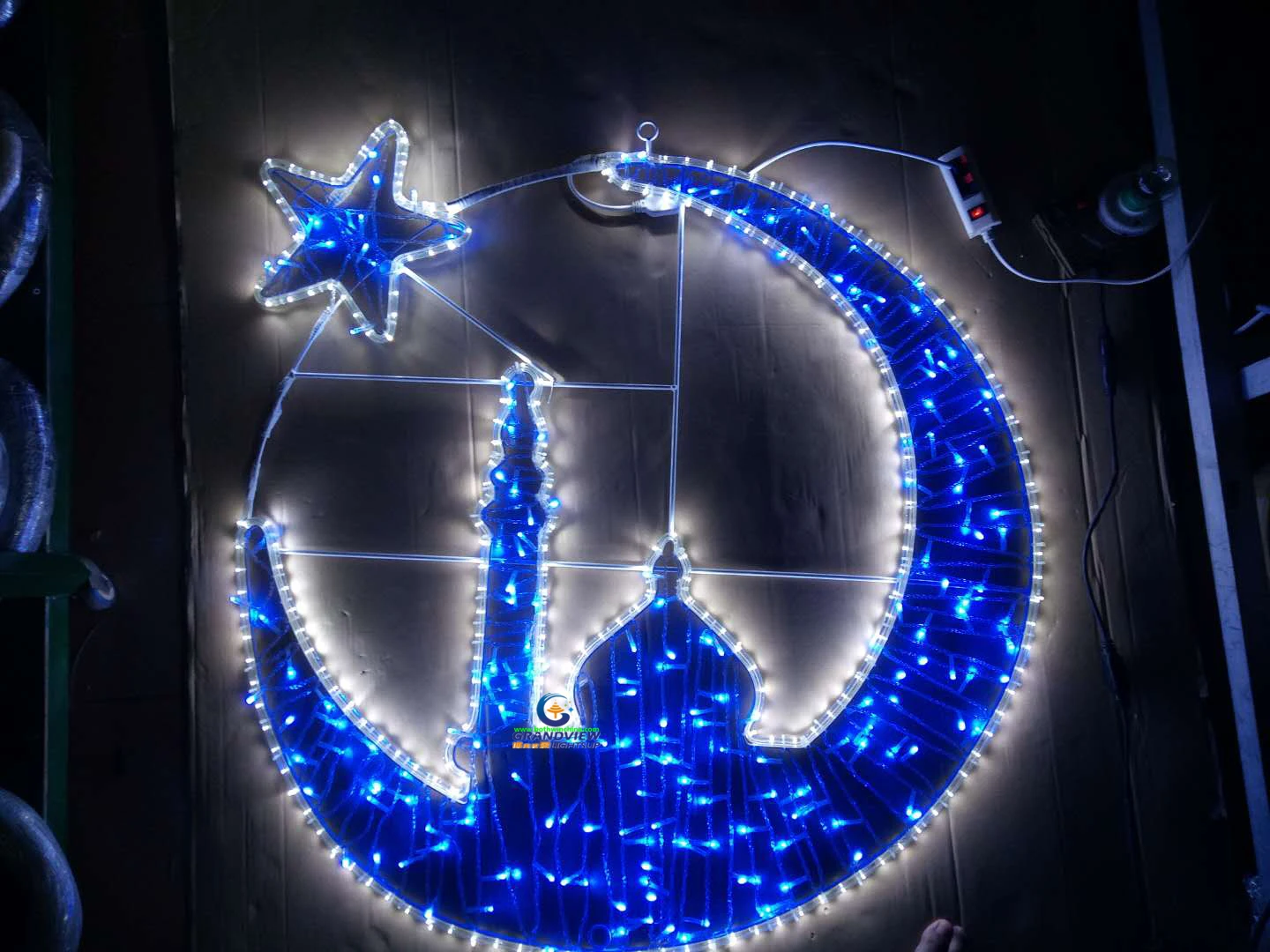 Motif Light Crescent Moon Ramadan Eid Al-fitr Street Led Star Pvc ...