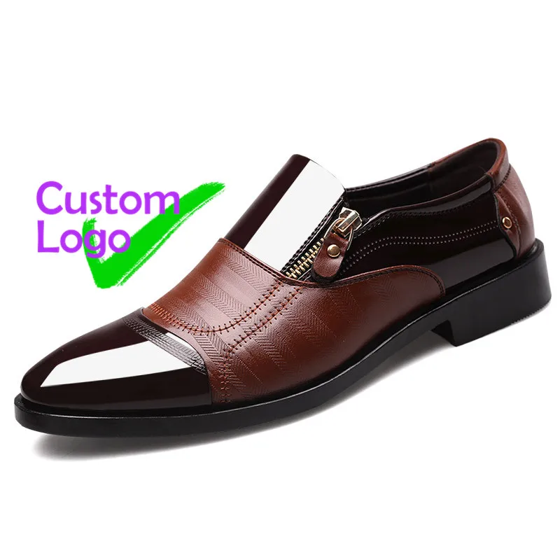 

Slip on Leather Work Shoes Patent Plus Size Mens Leather Formal Shoes Side Zipper Sin Marca Men Shoes Fashione 2020 Leather