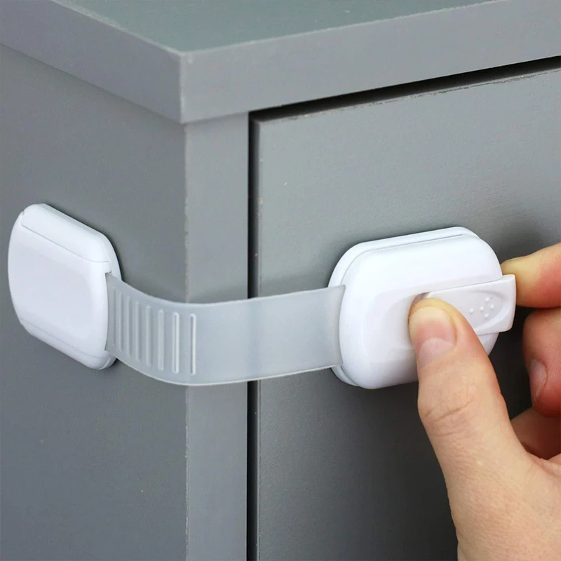 

Multifunctional Adjustable Children Safety Locks Infant Baby Anti-pinch Drawer Lock Refrigerator Lock, White