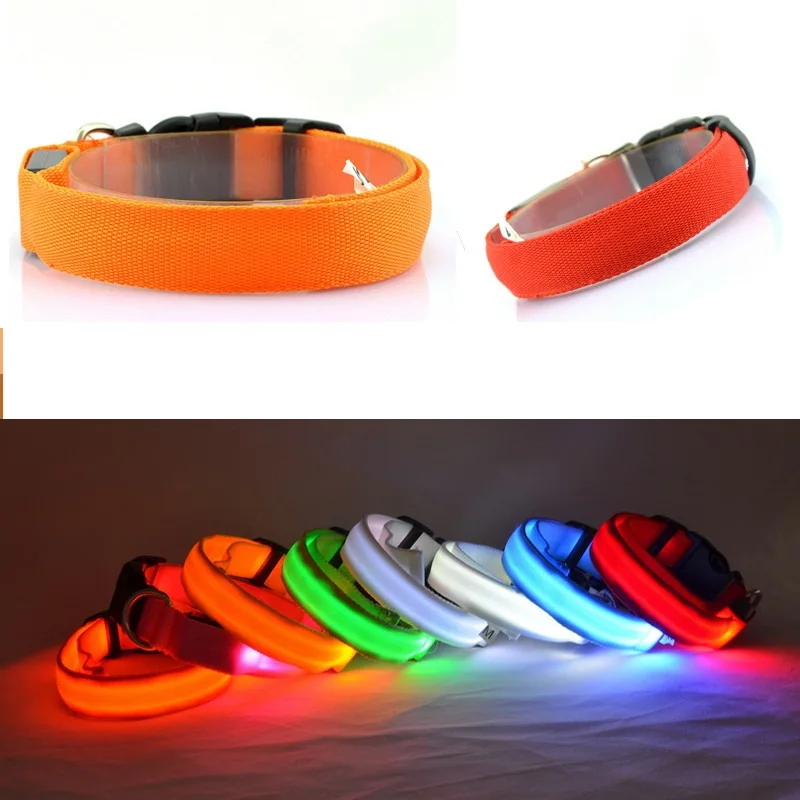 

Pet Supplies Custom Wholesale Nylon Waterproof Rechargeable Luminous Glow Necklace Dog collar Led Light Pet Dog Collar, Colors