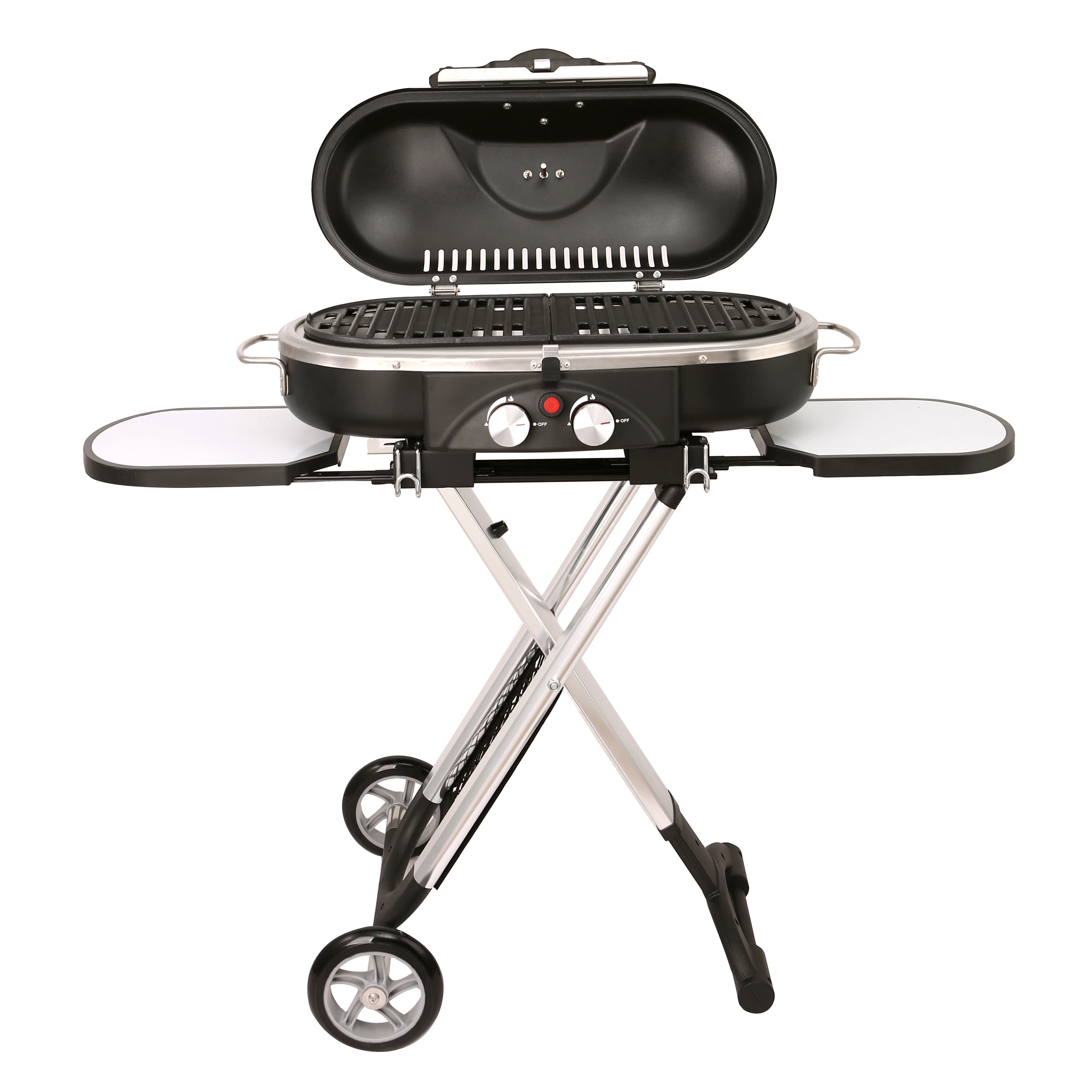 

US TRU-Infrared 2-Burner Cabinet Style Liquid Propane Portable 3-Burner Table Top Gas Grill Griddle with Cover, Silvery