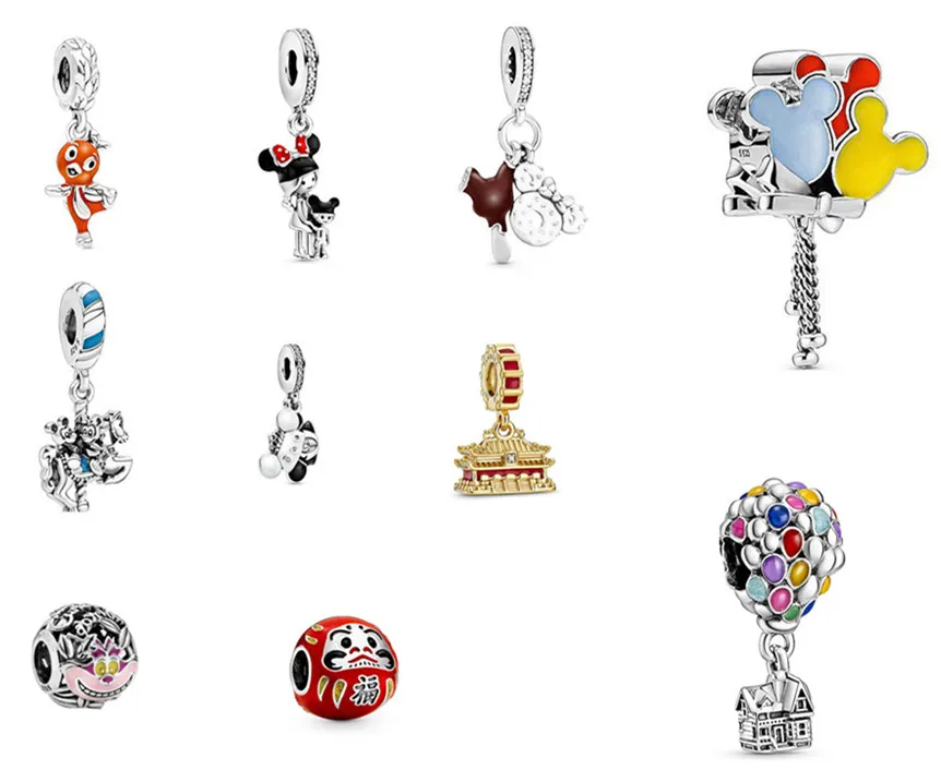 

Wholesale S925 Silver Mickey Mini Mother and Child Bird House Balloon Ice Cream Donut DIY Charm