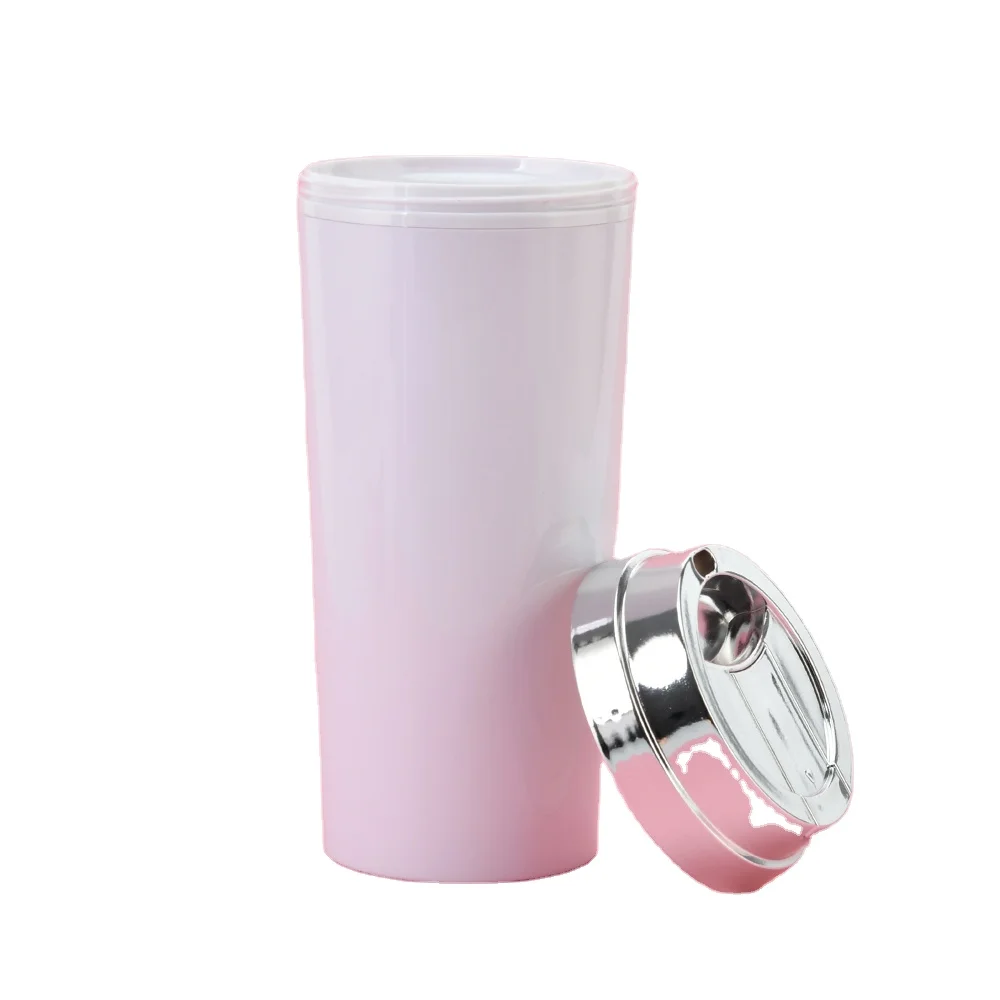 

Wholesale simple design 16 oz double plastic wall coffee cup without pba reusable coffee cup with lid, Customized colors acceptable