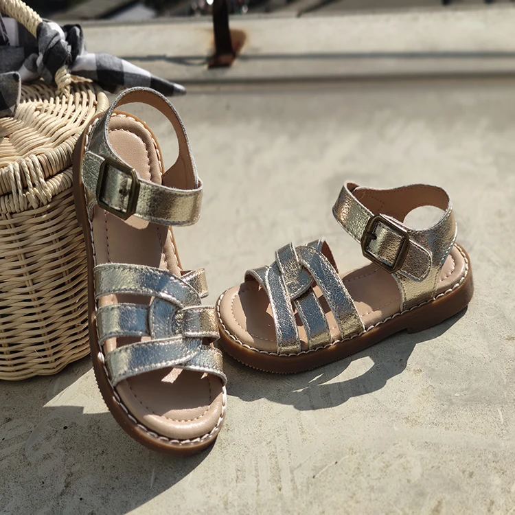 

Children's sandals 2021 summer new fashion little girl woven soft sole beach shoes, 3 color