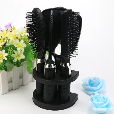 

Newest Black Hair Comb Set Women Ladies Hair Brush Massage Comb With Mirror Holder Set