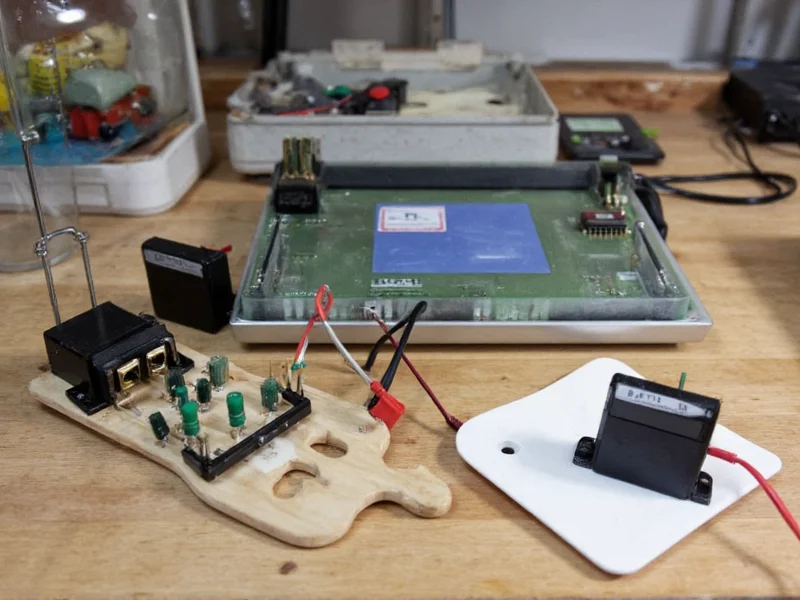 DIY temperature transmitter components on workbench