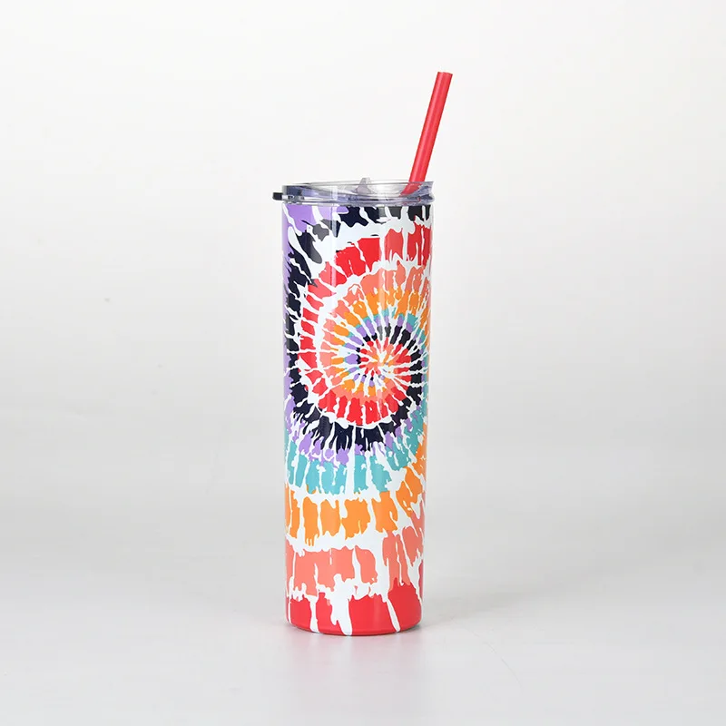 

Stock Creative Student Worker Straight Cup Double-layer Tie-dye Stainless Steel Thermal Insulation Straw Cup, More colors (please remark)
