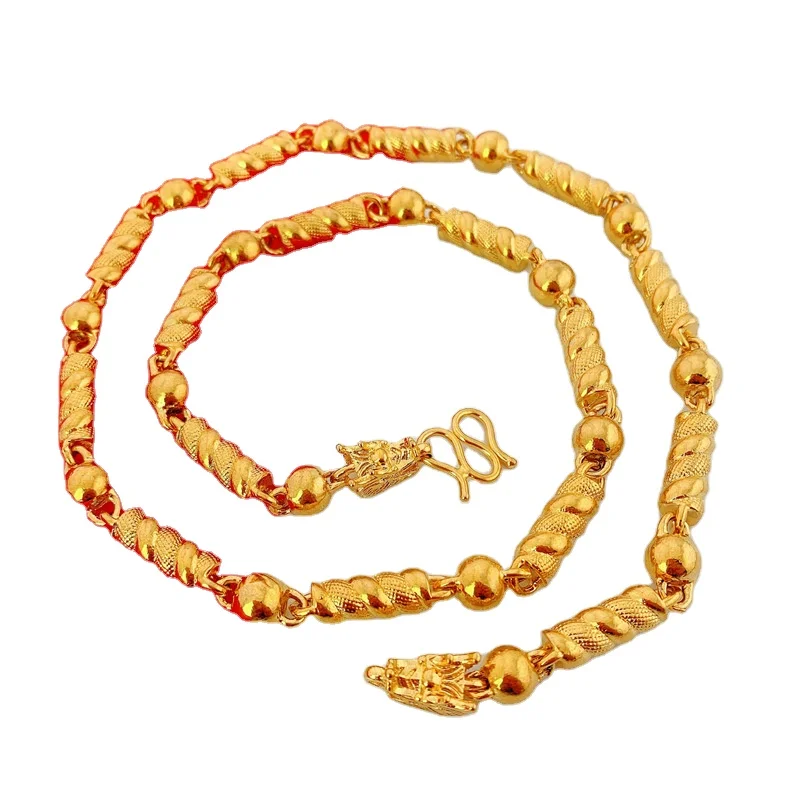 

Vietnam Shajin Long-Lasting Color Chain Jewelry Brass Gold Plated Bold Gold Men'S Spiral Necklace