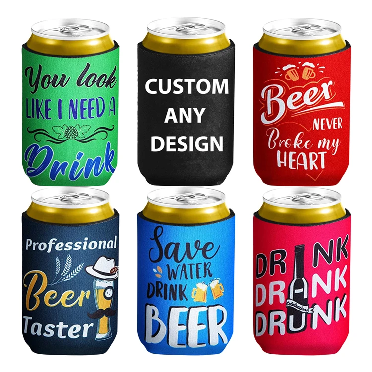 

Custom Stubby Holder Coozy With Logo Universal Slim Bottle Beer Blank Insulated Neoprene Sublimation Can Cooler, Black,white,pink,red,yellow,orange,blue,green,coffee,gray,purple