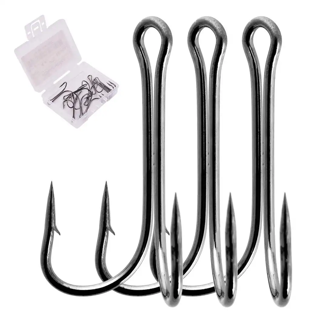 

20pcs Long Shank Double Hook Weedless Fishing Fly Tying Duple Hook for Jig Bass Fish Hook fishing tackle For Soft Lure