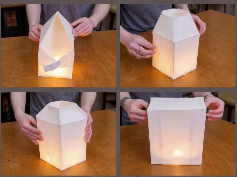 Step-by-step lantern construction process demonstration