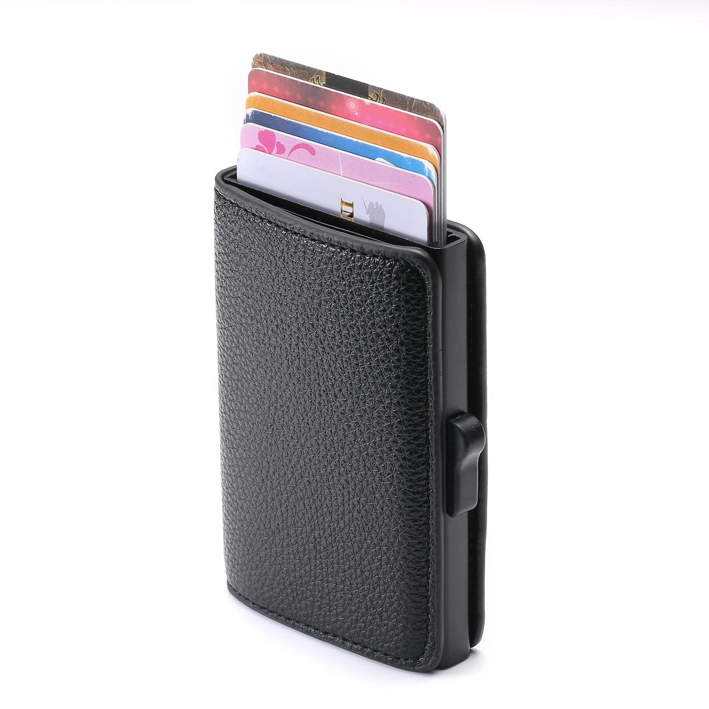 RFID Blocking Credit Card Holder Driving on an empty Leather Zipper Card Case 