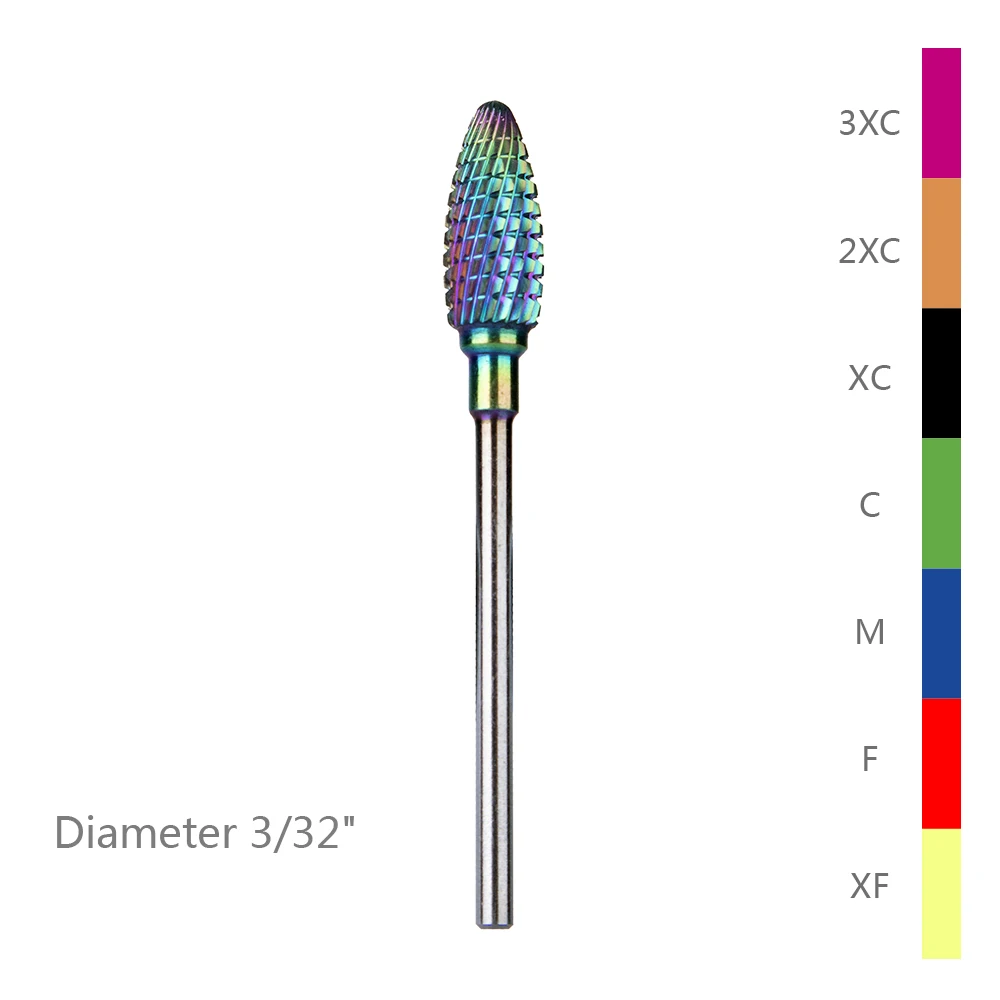 

rainbow color large barrel bit of tungsten stainless for manicure nail accessories, Black.purple.silver.colours